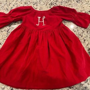 Kelly’s Kids size 5-6 red dress with H initial in white